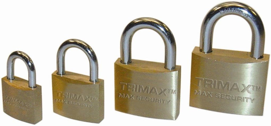 Trimax Marine Grade Locking Solid Brass Body With Hardened 1-3/8" X 3/8" Dia. Shackle TPB1137, Blister Packaging