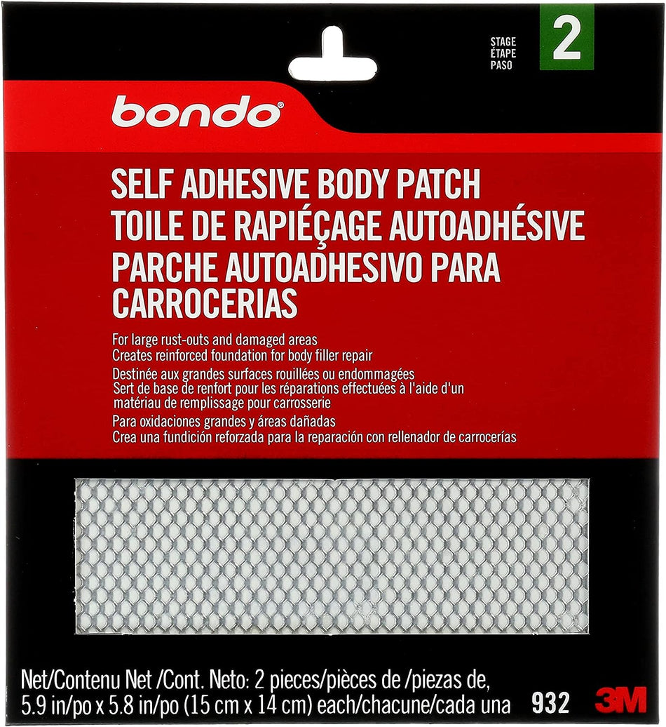 Bondo Self Adhesive Body Patch, Stage 2, For Large Rust-Outs and Damaged Areas, 2 Patches, 5.9 in x 5.8 in