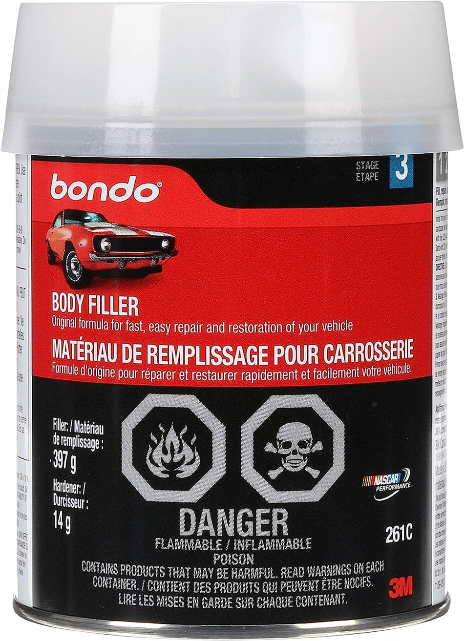 Bondo Body Filler, Original Formula for Fast, Easy Repair & Restoration of Your Vehicle, 14 oz with 0.5 oz Hardener