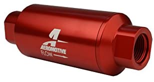 Aeromotive 12335 Filter, In-Line, 40-Micron Stainless Mesh Element, ORB-10 Port, Bright-Dip Red, 2" OD