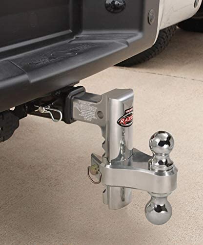 Trimax TRZ4ALRP 4" Aluminum Adjustable Hitch with Dual Hitch Ball and Receiver Adjustment Pin, Silver
