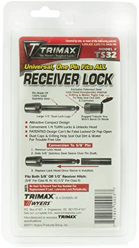 Trimax TS32 Universal Receiver Lock - Fits 1/2" and 5/8" with Stainless Steel Sleeve