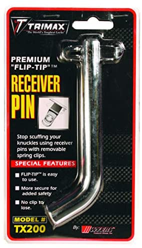 Trimax Premium Flip-Tip 5/8" Dia. Receiver Pin TX200, Clam Packaging, Chrome