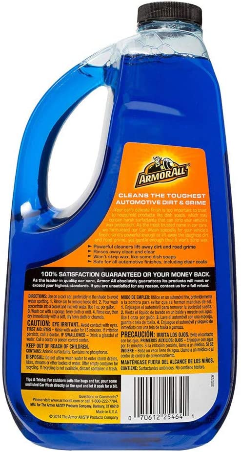 Armor All Car Wash Formula, Cleaning Concentrate for Cars, Truck, Motorcycle, Bottles, 64 Fl Oz, 25464