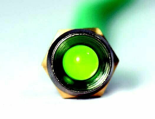 LED INDICATOR LIGHT -- GREEN -- CHROME BEZEL -- 12 VDC