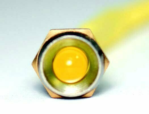 LED INDICATOR LIGHT -- AMBER FLASHING -- CHROME BEZEL -- 12 VDC