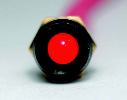 LED INDICATOR LIGHT -- RED EXTRA SUPERBRIGHT -- BLACK BEZEL -- 12 VDC