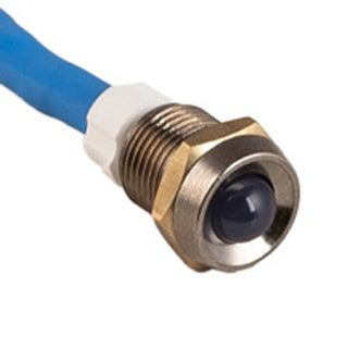 LED INDICATOR LIGHT -- BLUE -- CHROME BEZEL -- 12 VDC