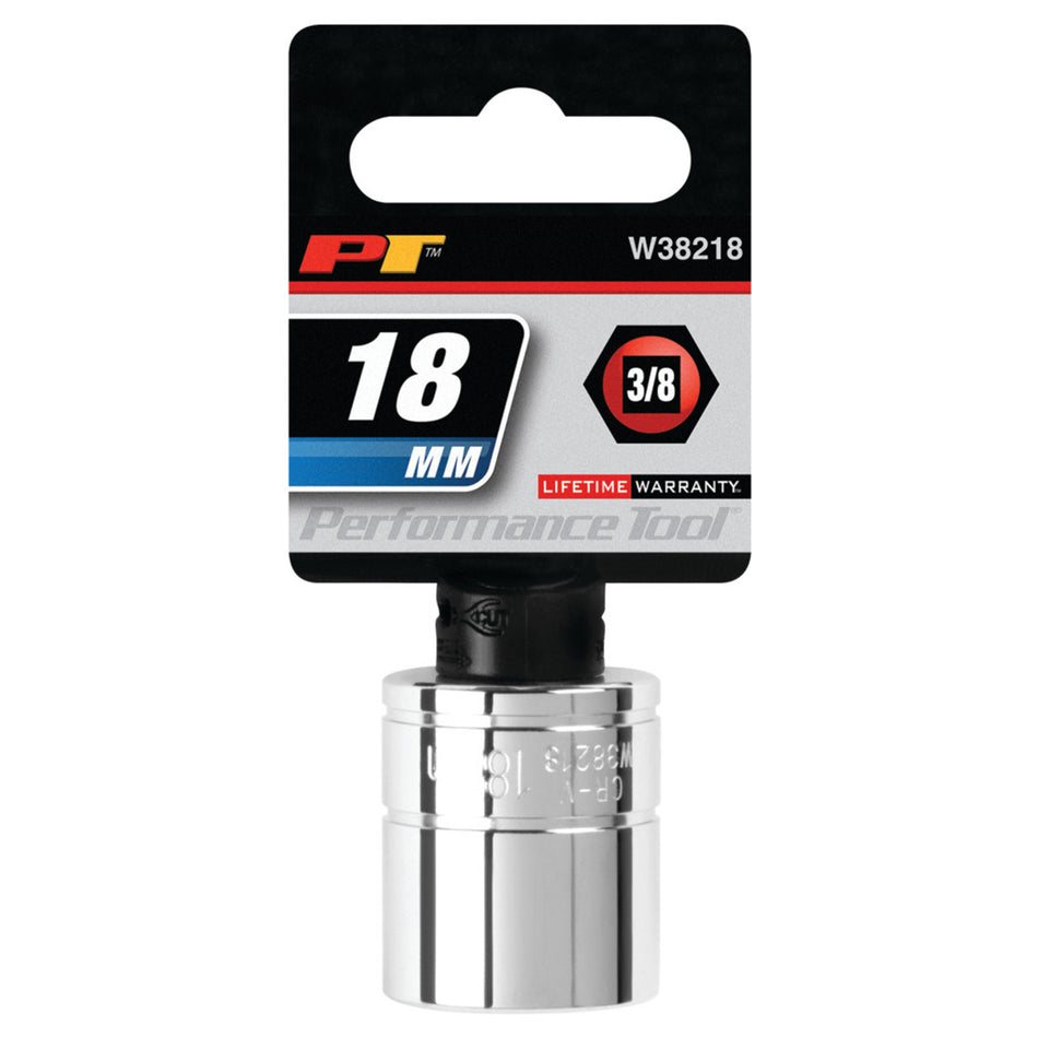 Performance Tool W38218 3/8" Dr. 18mm 6pt Socket