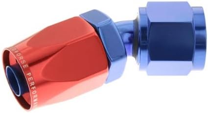 -16 AN 30 degree non-swivel aluminum hose end - red/blue