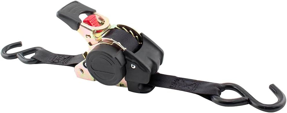 Erickson 34413 Pro Series Black 1" x 6' Retractable Ratcheting Tie-Down Strap, 1500 lb Load Capacity, (Pack of 2)