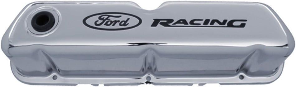 Proform 302071 Stamped Steel Valve Cover with Chrome Emblem for Ford