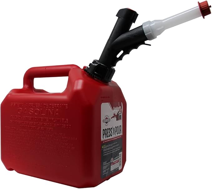 Briggs and Stratton Press 'N Pour Gas Can | 2 gallon | Red | SKU: GB320