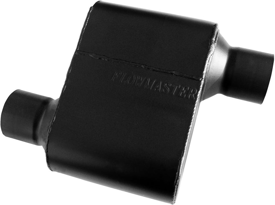 Flowmaster 842518 Super 10 Muffler 409S - 2.50 Offset IN / 2.50 Offset OUT - Aggressive Sound,Black
