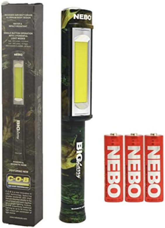 NEBO 400-Lumen mechanic inspection flashlight: Extremely Bright COB LED work light with a strong magnet built into the base - NEBO Camo 6382