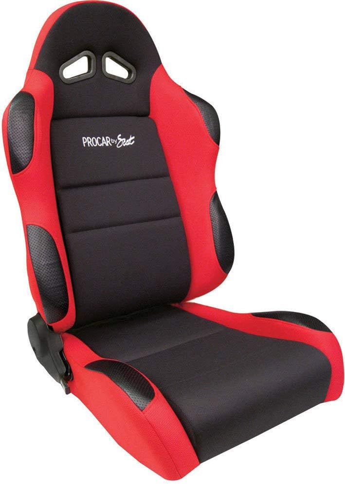 ProCar by Scat 80-1606-64R Black Velour Inside, Red Velour Wings Bolsters Racing Sportsman Recliner Right Seat