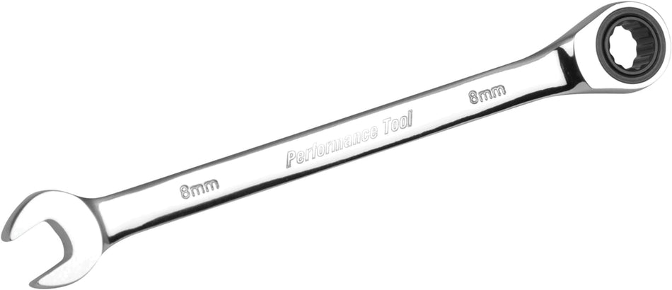 Performance Tool W30348 Professional Chrome Vanadium Metric 8mm Ratcheting Wrench