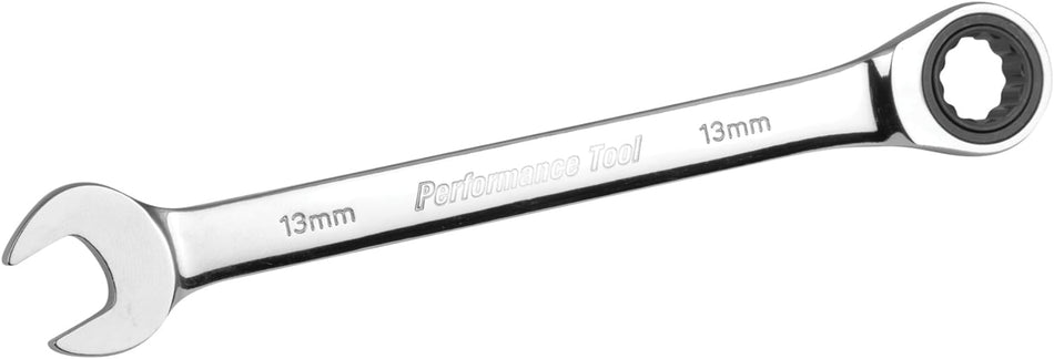 Performance Tool W30353 Professional Chrome Vanadium Metric 13mm Ratcheting Wrench