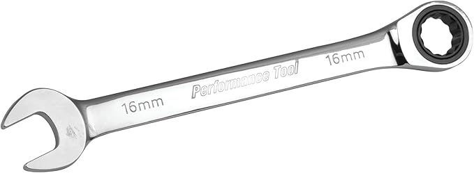 Performance Tool W30356 Professional Chrome Vanadium Metric 16mm Ratcheting Wrench