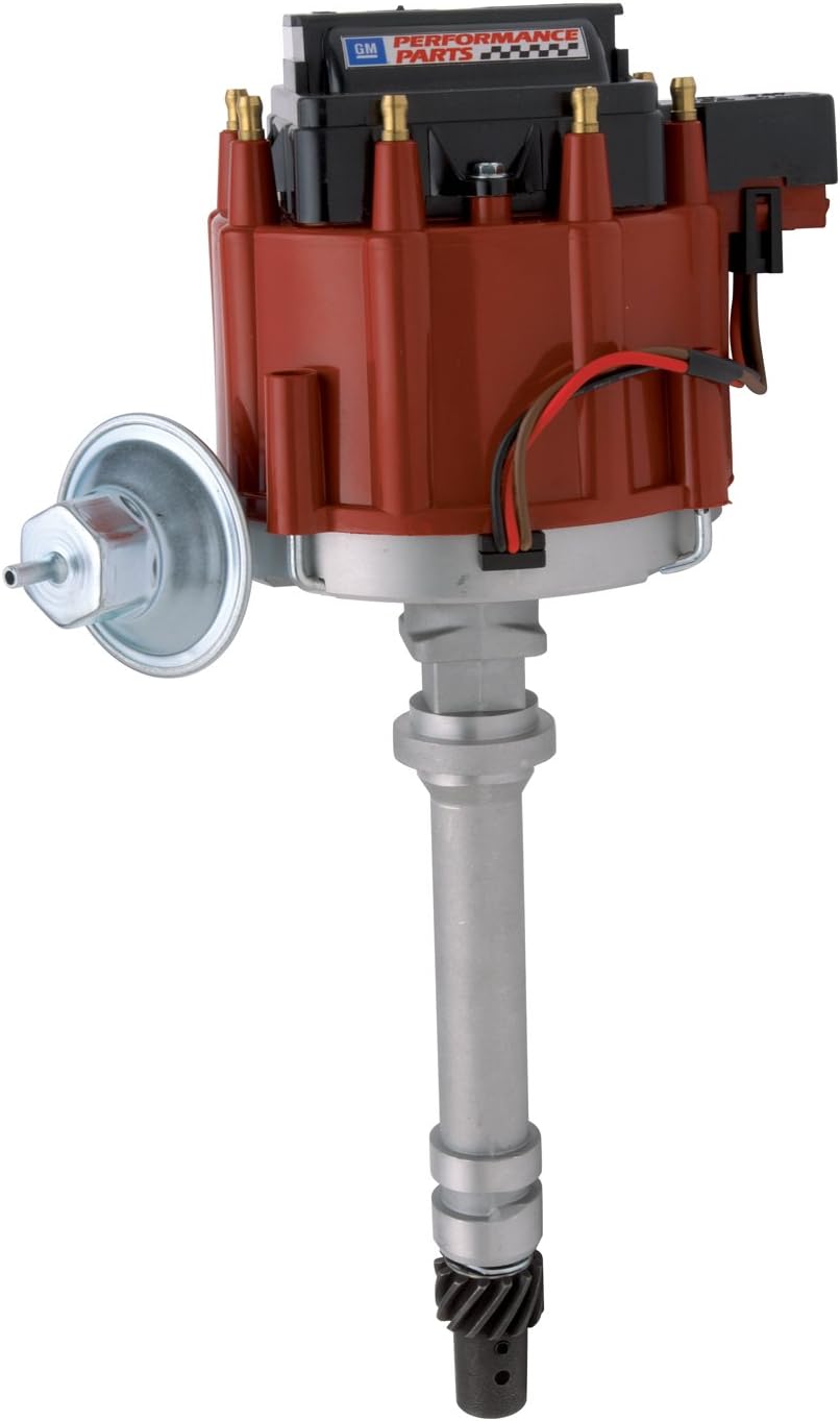 Proform 141-683 Adjustable Vacuum Advance HEI Distributor with Steel Gear and Red Cap for Chevy V8