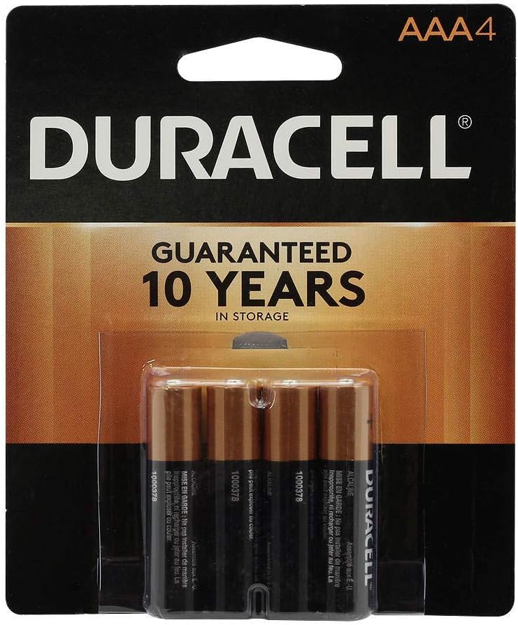 Duracell, MN2400B4Z, Standard Battery, AAA, Alkaline, PK4,Black