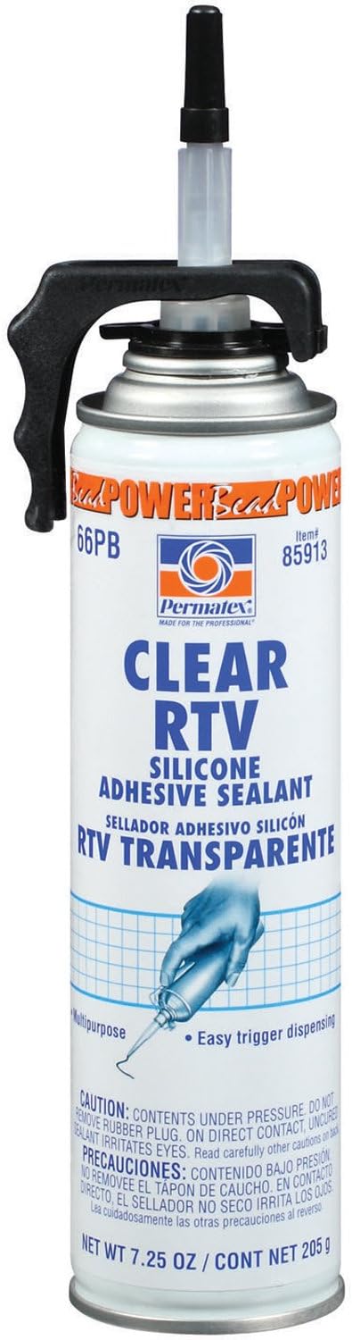 Permatex 85913 Clear RTV Silicone Adhesive Sealant, 7.25 oz. PowerBead Can