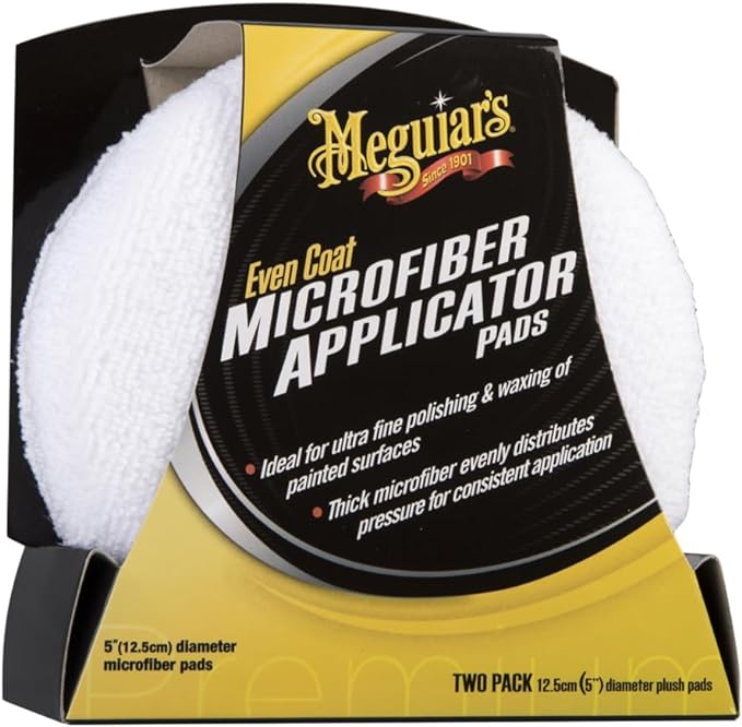 Meguiar's X3080 Even Coat 5" Microfiber Applicator Pads, 2 Pack