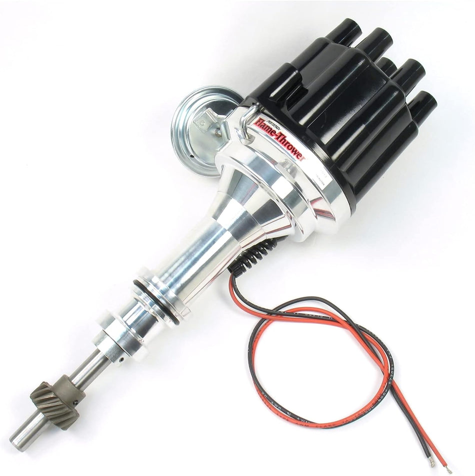 PerTronix D130700 Flame-Thrower Plug and Play Vacuum Advance Black Cap Billet Electronic Distributor with Ignitor II Technology for Ford Small Block