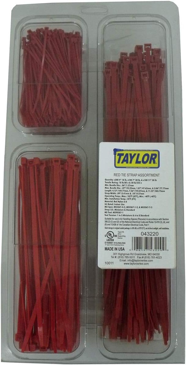 Taylor Cable 43220 Red Wire Tie Assortment Kit