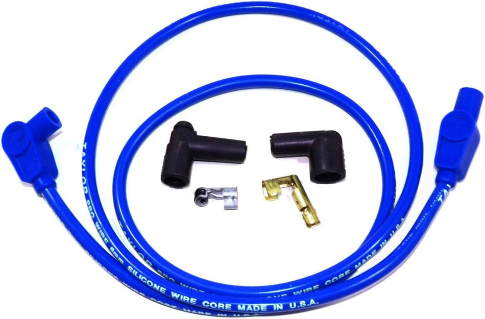 Taylor Cable 45360 8mm Pro Spark Plug Wire Repair Kit Repair Wire Type TCW Wire Core Non Suppresion Incl. 90deg./180 deg. Plug Boots 54 in. Lead Distributor Ends Blue 8mm Pro Spark Plug Wire Repair Kit