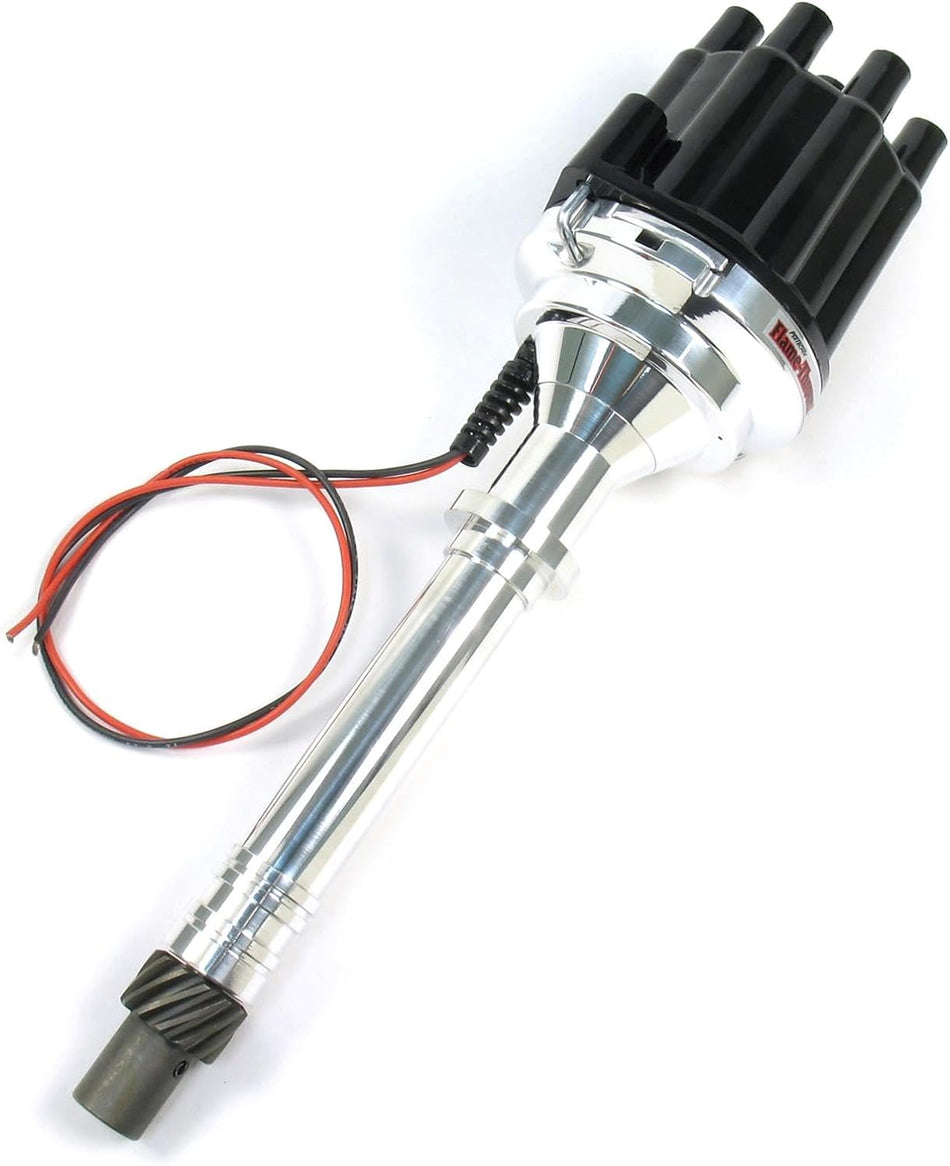 PerTronix D100800 Flame-Thrower Plug and Play Non Vacuum Advance Black Cap Billet Electronic Distributor with Ignitor II Technology for Chevrolet Small Block/Big Block