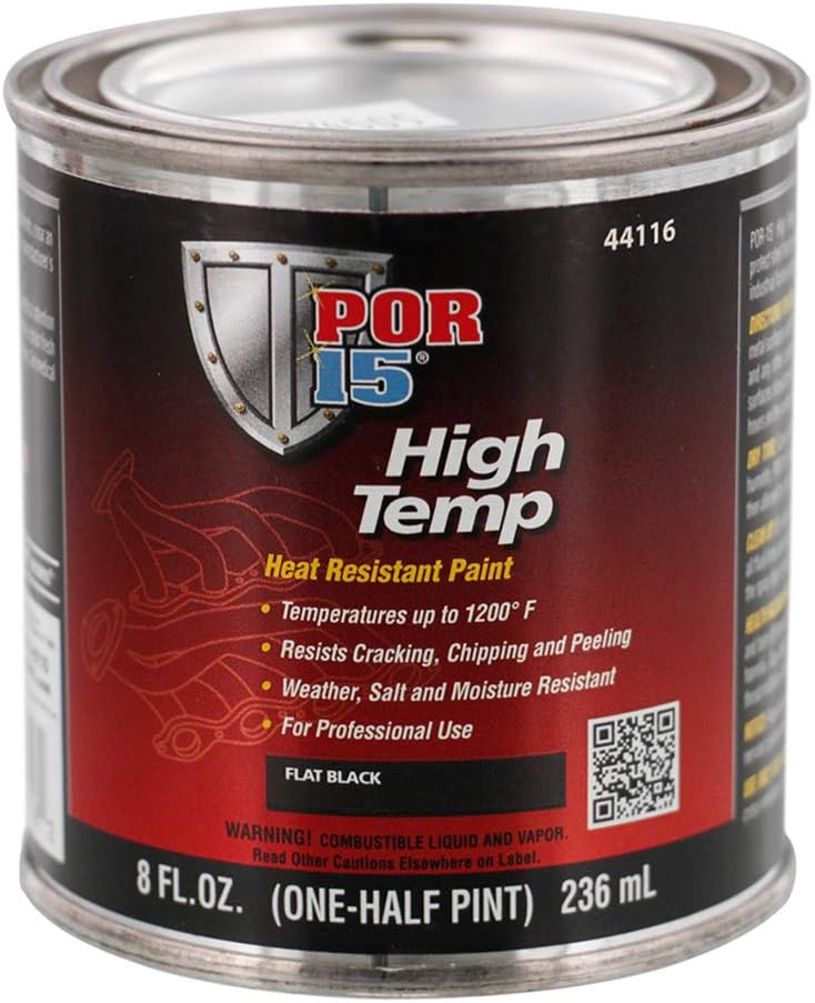 POR-15 44116 Black High Temperature Paint Flat - 8 fl. oz.