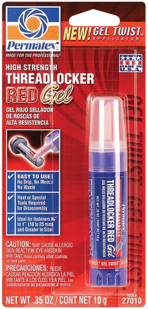 Permatex 27010 High Strength Threadlocker Red Gel Twist, 10 g