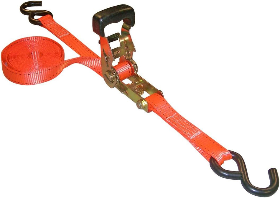 Erickson 34404 Pro Series Orange 1" x 15' Rubber Handle Ratcheting Tie-Down Strap, (Pack of 2)