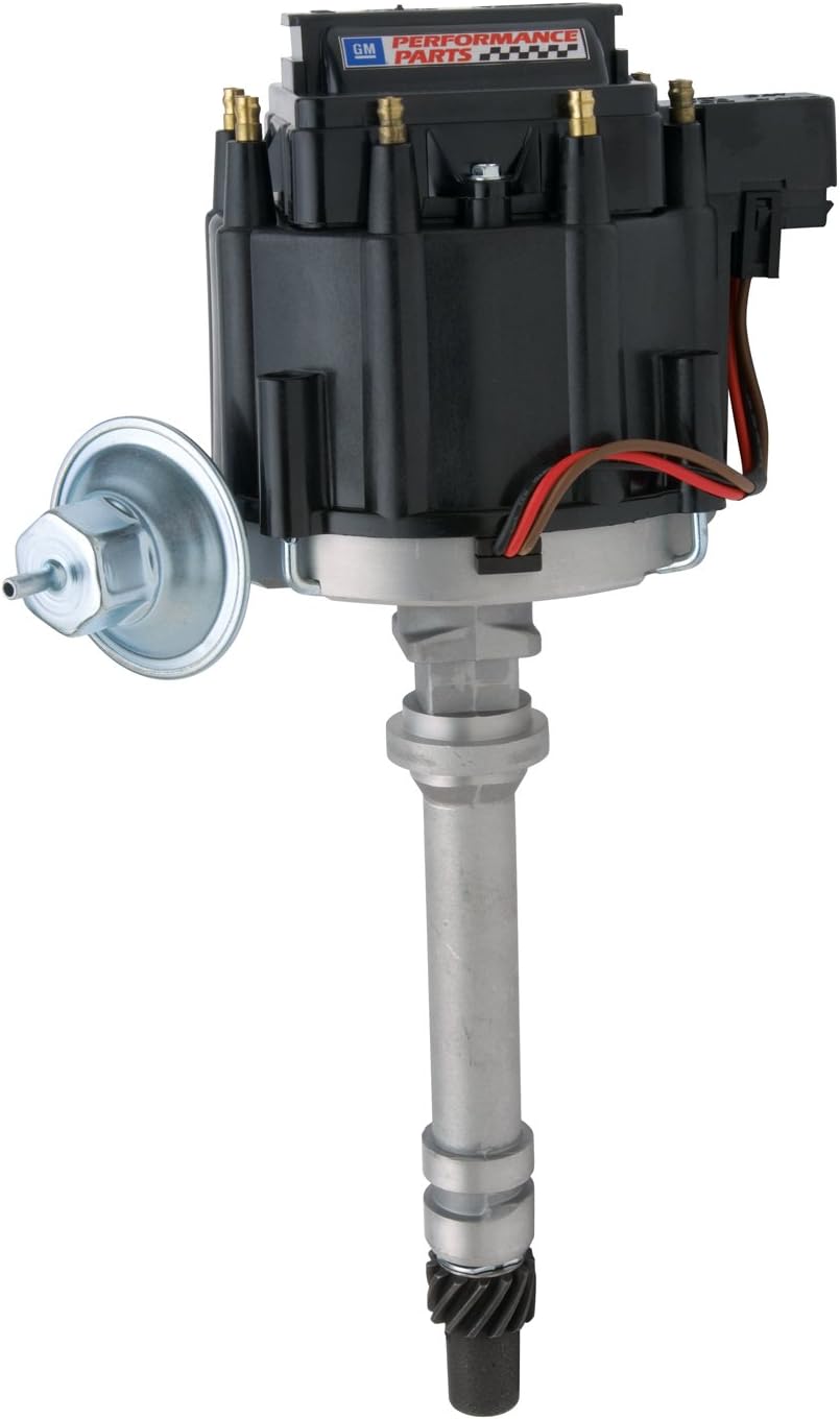 Proform 141-682 Adjustable Vacuum Advance HEI Distributor with Steel Gear and Black Cap for Chevy V8
