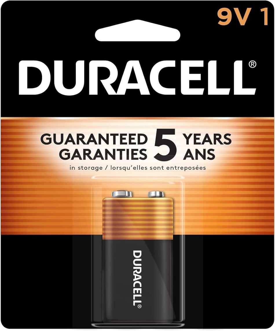 Duracell - CopperTop 9V Alkaline Batteries - long lasting, all-purpose 9 Volt battery for household and business - 1 count