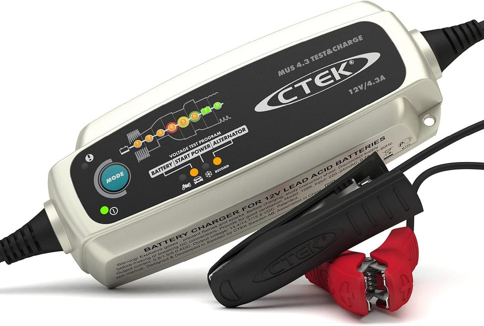 CTEK (56-959) Silver MUS 4.3 TEST & CHARGE 12 Volt Fully Automatic Charger and Tester