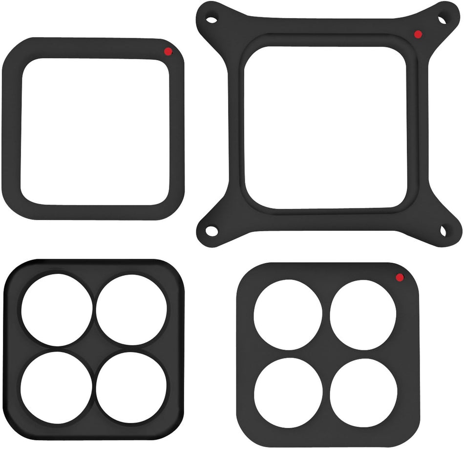 Proform 67160C 1" Thick Trackside Phenolic Square Bore Carburetor Spacer Kit with Open/4-Hole/Tapered 4 Hole