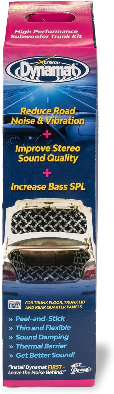 Dynamat 19405 18" x 32" x 0.067" Thick Self-Adhesive Sound Deadener with Xtreme Trunk Kit, (Set of 5)