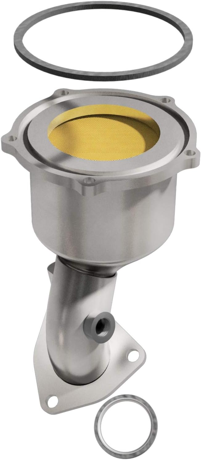 MagnaFlow Exhaust Products 452827 Direct Fit California Catalytic Converter 2.25 in. Tubing 5 in. Inlet/2 in. Outlet L-5.38 in. W-5 in. L-8.8 in. Overall Not Air Tube Kit Adaptable Direct Fit California Catalytic Converter