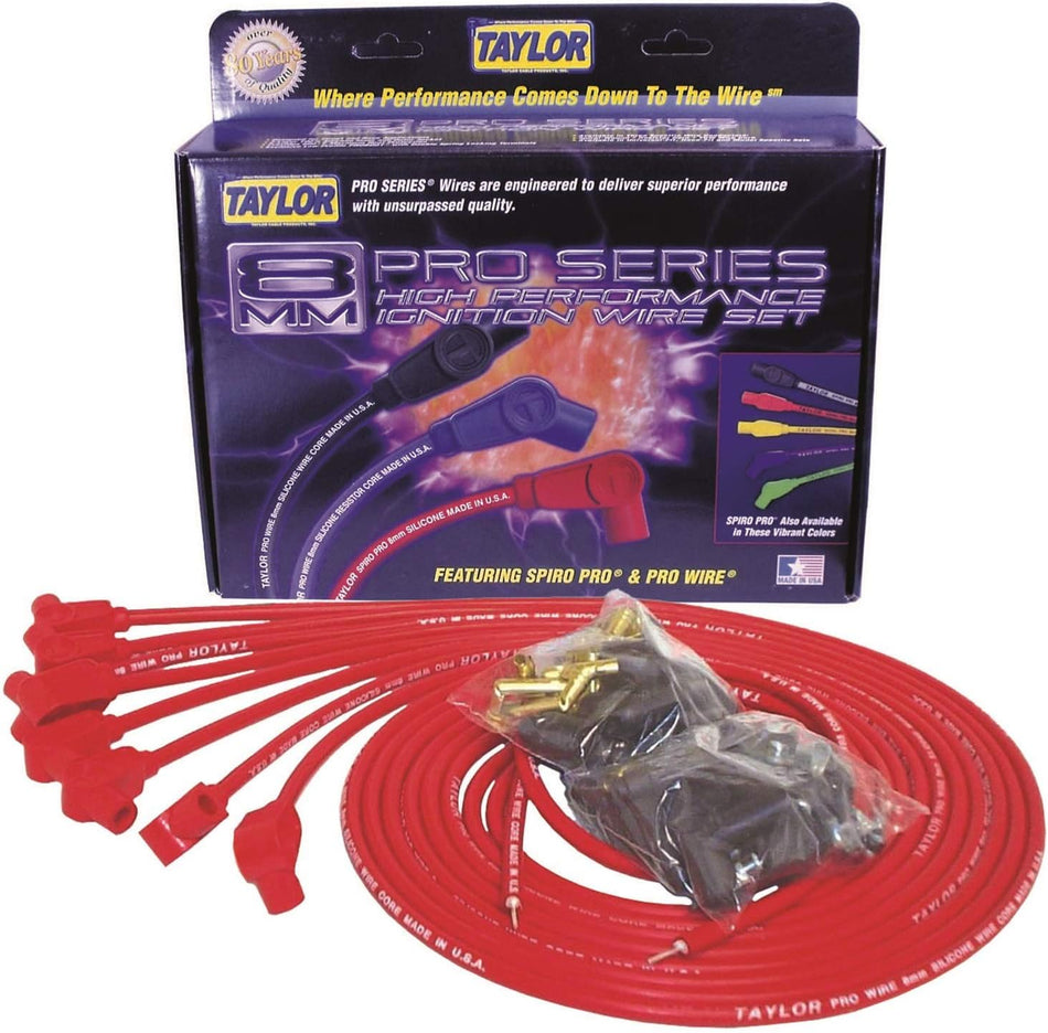 Taylor Cable 70250 8mm Pro Wire Red Spark Plug Wire Set