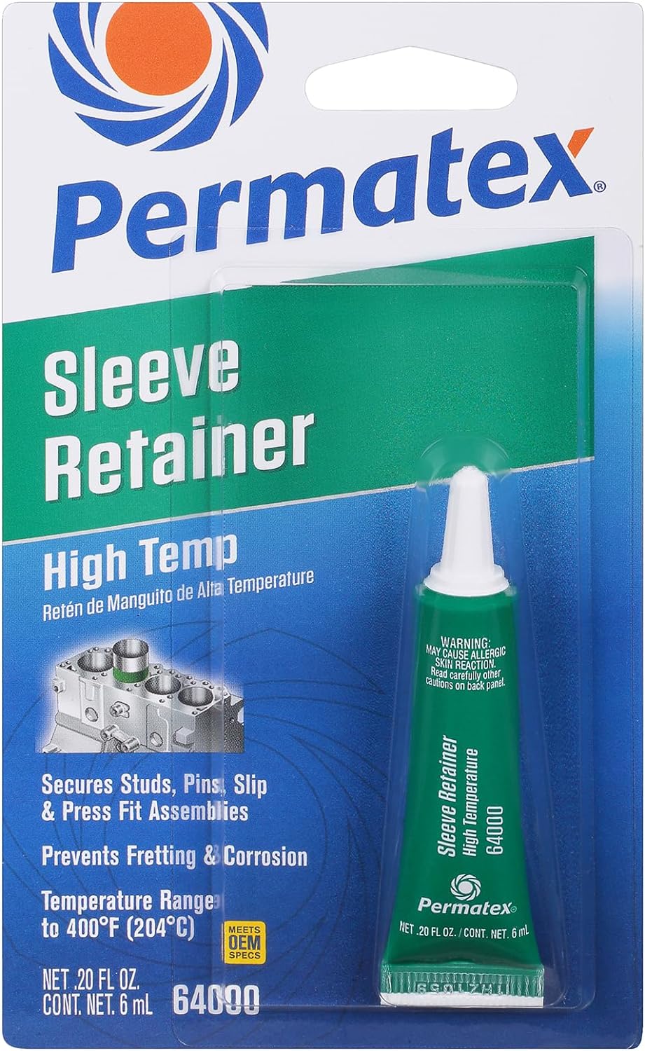 Permatex 64000 High Temperature Sleeve Retainer, 6 ml, Pack of 1