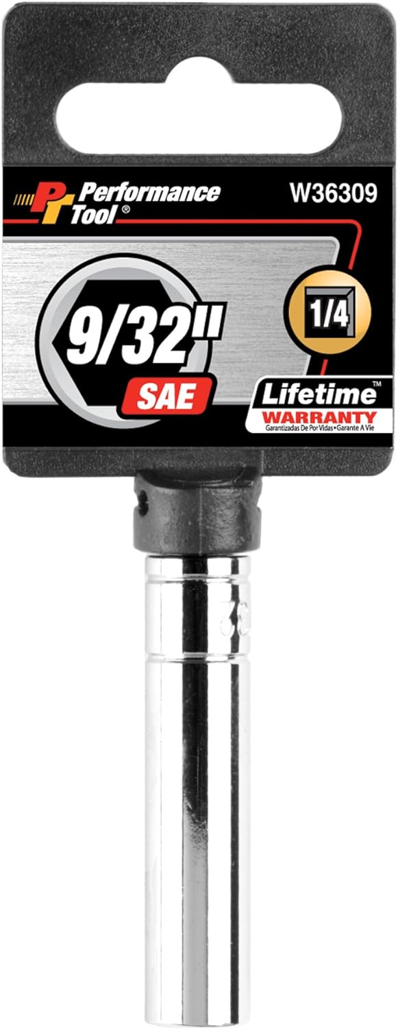 Performance Tool W36309 Chrome 1/4 Drive 6-Point Socket, 9/32