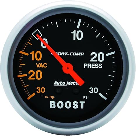 Auto Meter 3403 Sport-Comp Mechanical Boost/Vacuum Gauge 2.625 in.