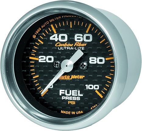 Auto Meter 4763 Carbon Fiber Electric Fuel Pressure Gauge