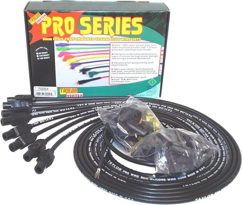 Taylor Cable 70054 8mm Pro Wire Black Spark Plug Wire Set