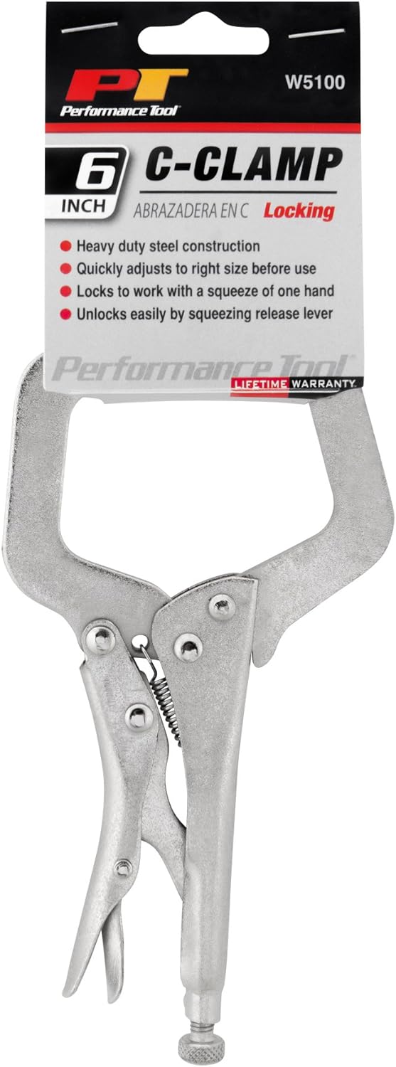 Performance Tool W5100 6-Inch Locking C-Clamp Pliers