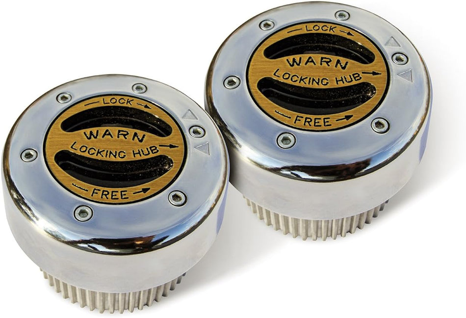 WARN 38826 Premium Manual Locking Hub with Zinc Aluminum Alloy Dial, Dual Seals and 30 Splines, Chrome, 1 Pair