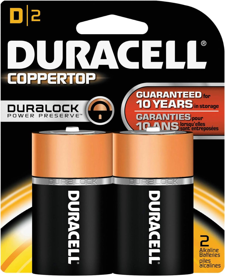 Duracell Coppertop D Alkaline Batteries 2 Each