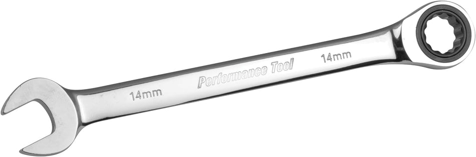 Performance Tool W30354 Professional Chrome Vanadium Metric 14mm Ratcheting Wrench